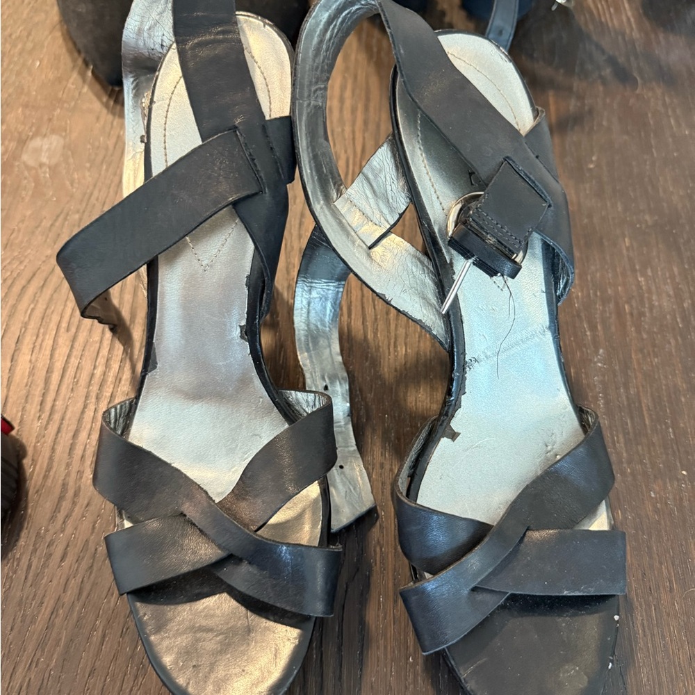 Guess Black Strappy Sandals with Ankle Buckle